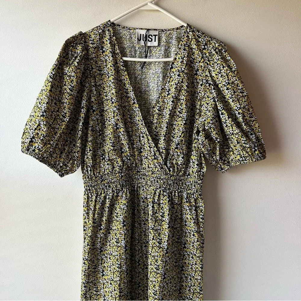 JUST Female Dove Midi Dress Black Yellow Floral Print M